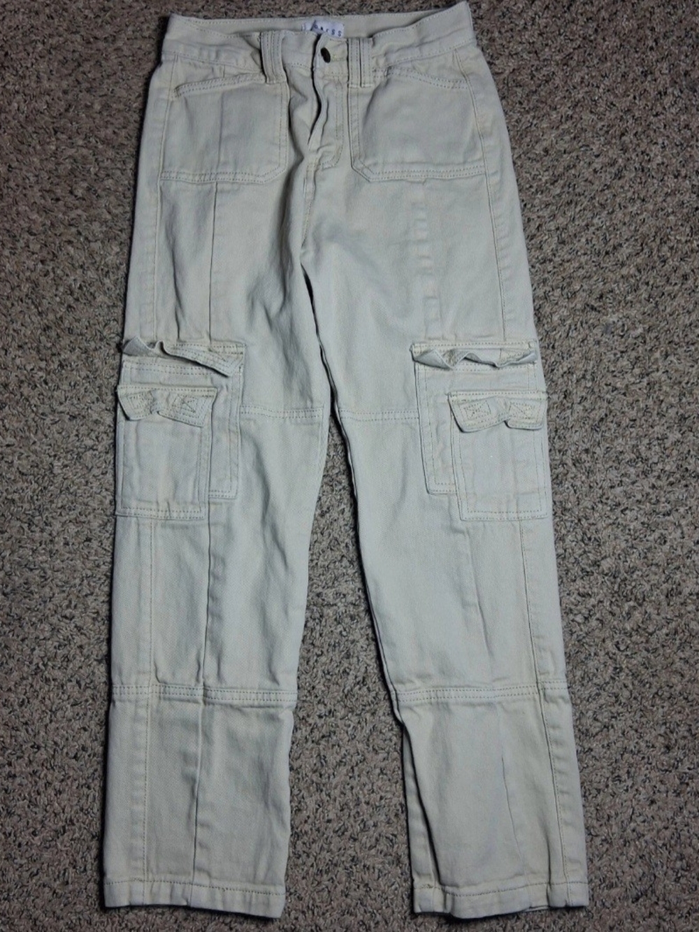 Women's Lioness Cargo Pants in Light Beige Casual Utility Style Streetwear Small